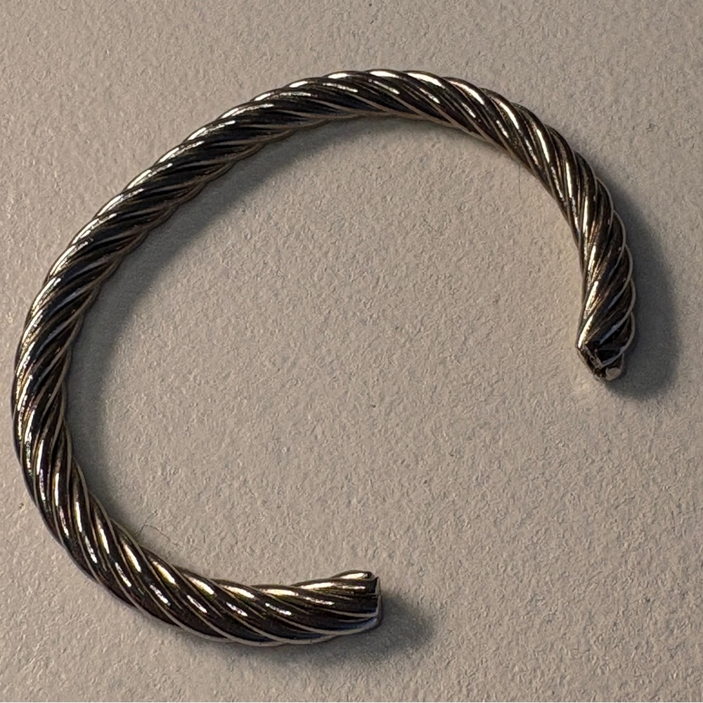 Silver Tone Twisted Cable Cuff Bracelet